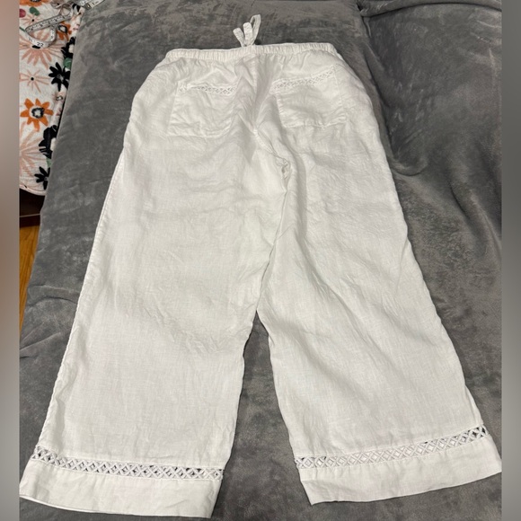Joie White Linen Wide Leg Pants with Lace Accents - Picture 5 of 8